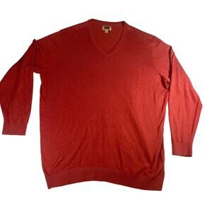Foundry Supply Co V Neck Sweater Men 4XLT TALL Pullover Burnt Orange Biz Casual